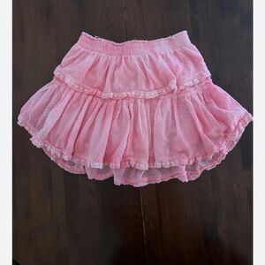LoveShackFancy Pink Tiered Mini Skirt